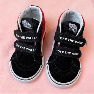 Vans Sk8 Mid Reissue V Logo Pop Black Red Shoes